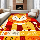 Ultra Soft Area Rug, Non Slip, Stain Resistant, Washable Area Rugs for Living Room, Bedroom, Vibrant Jungle-Themed Design(Orange)