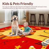 Ultra Soft Area Rug, Non Slip, Stain Resistant, Washable Area Rugs for Living Room, Bedroom, Whimsical Alphabetic Animal Motif(Red)