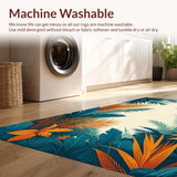 Ultra Soft Area Rug, Non Slip, Stain Resistant, Washable Area Rugs for Living Room, Bedroom, Whimsical Botanical Trellis Style(Orange)