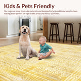 Ultra Soft Area Rug, Non Slip, Stain Resistant, Washable Area Rugs for Living Room, Bedroom, Rustic Elegance Beige Yellow Low Pile Floor Mat(Gold)