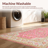 Ultra Soft Area Rug, Non Slip, Stain Resistant, Washable Area Rugs for Living Room, Bedroom, Modern Subtle Geometric Composition(Pink)