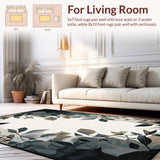 Ultra Soft Area Rug, Non Slip, Stain Resistant, Washable Area Rugs for Living Room, Bedroom, Minimalist Elegant Leaf Arrangement(Gray)