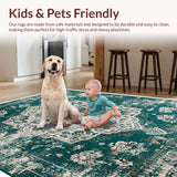 Ultra Soft Area Rug, Non Slip, Stain Resistant, Washable Area Rugs for Living Room, Bedroom, Boho Green Bedroom Rug for Minimalist Decor(Green)