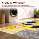 Ultra Soft Area Rug, Non Slip, Stain Resistant, Washable Area Rugs for Living Room, Bedroom, Dynamic Contemporary Color Burst(Yellow)