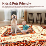 Ultra Soft Area Rug, Non Slip, Stain Resistant, Washable Area Rugs for Living Room, Bedroom, Rustic Ethnic Patterned Elegance(Beige)