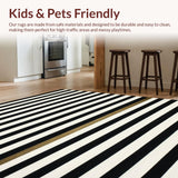 Ultra Soft Area Rug, Non Slip, Stain Resistant, Washable Area Rugs for Living Room, Bedroom, Elegant Dual Tone Horizontal Line Pattern Home Decor Textile Floor Covering(Black)