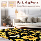 Ultra Soft Area Rug, Non Slip, Stain Resistant, Washable Area Rugs for Living Room, Bedroom, Chic Abstract Butterfly Decoration(Yellow)