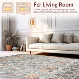 Ultra Soft Area Rug, Non Slip, Stain Resistant, Washable Area Rugs for Living Room, Bedroom, Rustic Earth Tones Pattern(Gray)