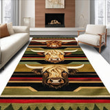 Ultra Soft Area Rug, Non Slip, Stain Resistant, Washable Area Rugs for Living Room, Bedroom, Eclectic Christmas Cattle Imagery(Brown)