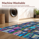 Ultra Soft Area Rug, Non Slip, Stain Resistant, Washable Area Rugs for Living Room, Bedroom, City Life Educational Play Rug for Kids Bedroom(Blue)