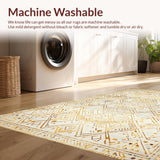 Ultra Soft Area Rug, Non Slip, Stain Resistant, Washable Area Rugs for Living Room, Bedroom, Elegant Earth Tone Geometric Mosaic(White)