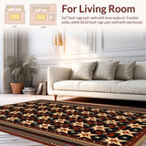 Ultra Soft Area Rug, Non Slip, Stain Resistant, Washable Area Rugs for Living Room, Bedroom, Western Laundry Room Accent Rug with Star Pattern(Black)