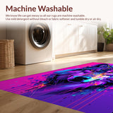 Ultra Soft Area Rug, Non Slip, Stain Resistant, Washable Area Rugs for Living Room, Bedroom, Lively Ethereal Wolf Composition(Purple)