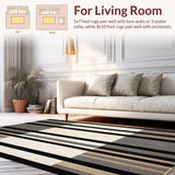 Ultra Soft Area Rug, Non Slip, Stain Resistant, Washable Area Rugs for Living Room, Bedroom, Reversible Patio Area with Minimalist Striped and UV Protection(Black)
