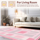 Ultra Soft Area Rug, Non Slip, Stain Resistant, Washable Area Rugs for Living Room, Bedroom, Whimsical Urban Patterned Playmat(Pink)