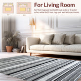 Ultra Soft Area Rug, Non Slip, Stain Resistant, Washable Area Rugs for Living Room, Bedroom, Monochrome Marvel: Black and White Striped Washable Area Rug(Black)