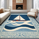Ultra Soft Area Rug, Non Slip, Stain Resistant, Washable Area Rugs for Living Room, Bedroom, Sophisticated Maritime Color Harmony(Blue)