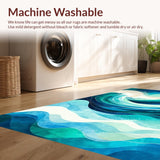 Ultra Soft Area Rug, Non Slip, Stain Resistant, Washable Area Rugs for Living Room, Bedroom, Serene Oceanic Flow Design(Blue)