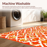 Ultra Soft Area Rug, Non Slip, Stain Resistant, Washable Area Rugs for Living Room, Bedroom, Rustic Textured Ogee Arrangement(Orange)