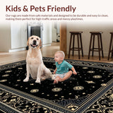 Ultra Soft Area Rug, Non Slip, Stain Resistant, Washable Area Rugs for Living Room, Bedroom, Chic Gothic Artful Design(Black)