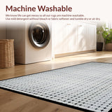 Ultra Soft Area Rug, Non Slip, Stain Resistant, Washable Area Rugs for Living Room, Bedroom, Sleek Silver Geometric Motif(Gray)