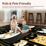 Ultra Soft Area Rug, Non Slip, Stain Resistant, Washable Area Rugs for Living Room, Bedroom, Stylish Cat Face Decorative Element(Black)