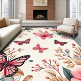 Ultra Soft Area Rug, Non Slip, Stain Resistant, Washable Area Rugs for Living Room, Bedroom, Delicate Pink Bloom Design(Pink)