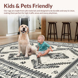 Ultra Soft Area Rug, Non Slip, Stain Resistant, Washable Area Rugs for Living Room, Bedroom, Chic Abstract Tiled Pattern(Black)