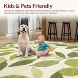 Ultra Soft Area Rug, Non Slip, Stain Resistant, Washable Area Rugs for Living Room, Bedroom, Fresh Tropical Greenery Theme(Beige)
