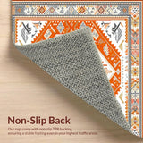 Ultra Soft Area Rug, Non Slip, Stain Resistant, Washable Area Rugs for Living Room, Bedroom, Boho Western Medallion Area Geometric Tribal Print(Orange)