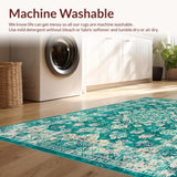 Ultra Soft Area Rug, Non Slip, Stain Resistant, Washable Area Rugs for Living Room, Bedroom, Rustic Turquoise Pattern Fusion(Green)