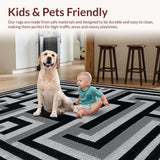 Ultra Soft Area Rug, Non Slip, Stain Resistant, Washable Area Rugs for Living Room, Bedroom, Classic Black Stair Treads for Modern Decor(Black)