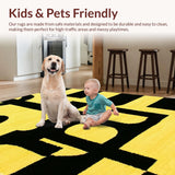 Ultra Soft Area Rug, Non Slip, Stain Resistant, Washable Area Rugs for Living Room, Bedroom, Trendy Urban Textual Decor(Yellow)