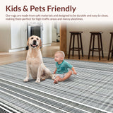 Ultra Soft Area Rug, Non Slip, Stain Resistant, Washable Area Rugs for Living Room, Bedroom, Cotton Braided Rug Black White Modern Farmhouse Front Porch Mat(Gray)