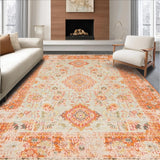 Ultra Soft Area Rug, Non Slip, Stain Resistant, Washable Area Rugs for Living Room, Bedroom, Contemporary Floral Overlay Pattern(Beige)