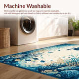 Ultra Soft Area Rug, Non Slip, Stain Resistant, Washable Area Rugs for Living Room, Bedroom, Charming Coastal Animal Print(Blue)