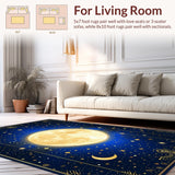 Ultra Soft Area Rug, Non Slip, Stain Resistant, Washable Area Rugs for Living Room, Bedroom, Whimsical Starry Night Motif(Blue)