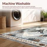 Ultra Soft Area Rug, Non Slip, Stain Resistant, Washable Area Rugs for Living Room, Bedroom, Modern Ethereal Nature Scene(Gray)