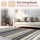 Ultra Soft Area Rug, Non Slip, Stain Resistant, Washable Area Rugs for Living Room, Bedroom, Black White Striped Floor Carpet, Bold Style(Black)