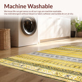 Ultra Soft Area Rug, Non Slip, Stain Resistant, Washable Area Rugs for Living Room, Bedroom, Sunny Abstract Lattice Elegance(Yellow)