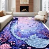 Ultra Soft Area Rug, Non Slip, Stain Resistant, Washable Area Rugs for Living Room, Bedroom, Mermaid Theme Girls Bedroom Pastel Area Rug(Purple)