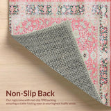 Ultra Soft Area Rug, Non Slip, Stain Resistant, Washable Area Rugs for Living Room, Bedroom, Chic Transitional Pastel Motif(Pink)
