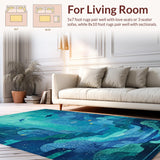 Ultra Soft Area Rug, Non Slip, Stain Resistant, Washable Area Rugs for Living Room, Bedroom, Geometric Ocean Adventure Rug for Kids(Blue)