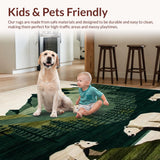 Ultra Soft Area Rug, Non Slip, Stain Resistant, Washable Area Rugs for Living Room, Bedroom, Vintage Cabin Scenic Patterns(Gray)