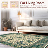 Ultra Soft Area Rug, Non Slip, Stain Resistant, Washable Area Rugs for Living Room, Bedroom, Vintage Floral Hallway Area Beige/Green(Beige)