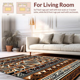 Ultra Soft Area Rug, Non Slip, Stain Resistant, Washable Area Rugs for Living Room, Bedroom, Warm Vibrant Floral Geometry(Brown)