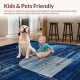 Ultra Soft Area Rug, Non Slip, Stain Resistant, Washable Area Rugs for Living Room, Bedroom, Sophisticated Tiled Symmetry Arrangement(Blue)