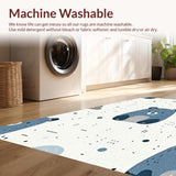 Ultra Soft Area Rug, Non Slip, Stain Resistant, Washable Area Rugs for Living Room, Bedroom, Soft Blue Grey Animal Motif(White)