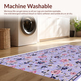 Ultra Soft Area Rug, Non Slip, Stain Resistant, Washable Area Rugs for Living Room, Bedroom, Boho Floral Pale Lilac Living Room Rug(Purple)