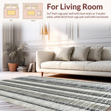 Ultra Soft Area Rug, Non Slip, Stain Resistant, Washable Area Rugs for Living Room, Bedroom, KaHouen Modern Stripe Accent Rug Black and White Outdoor Carpet(Black)